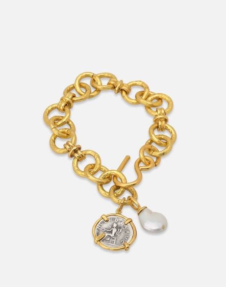 Circles Linked to Pearl Bracelet - Aquadan.co