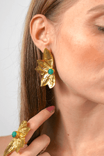 Cargue la imagen en el visor de la galería, Golden Laurel Pearl Earrings - Aquadan.co