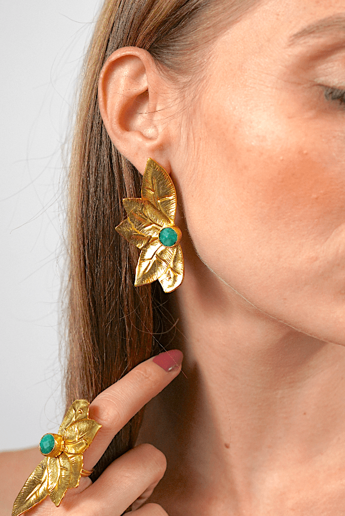 Golden Laurel Pearl Earrings - Aquadan.co