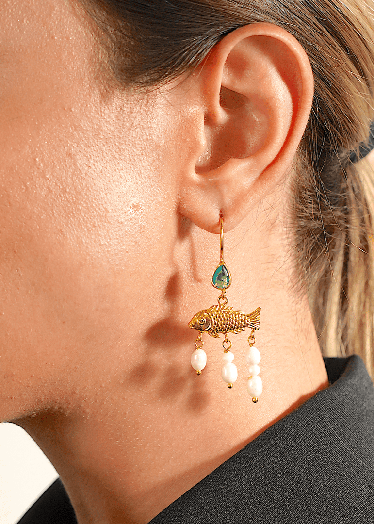 Golden Ocean Drop Earrings - Aquadan.co