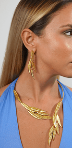Load image into Gallery viewer, Golden Whispering Leaves Earrings - Aquadan.co