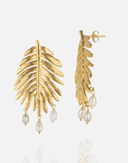Leafs Meet Pearls Earring - Aquadan.co