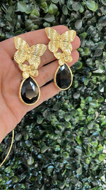 Cargue la imagen en el visor de la galería, Onix Black Butterfly Earring - Aquadan.co