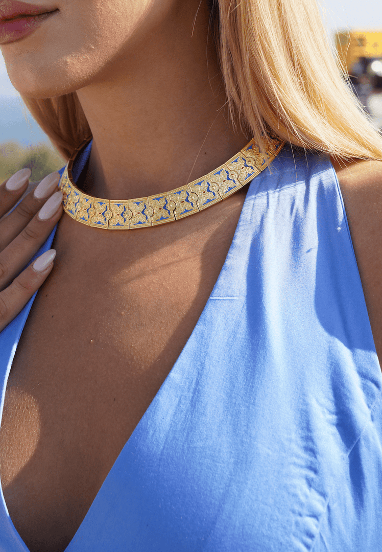 Royal Princess Flower Narrow Collar Necklace - Aquadan.co